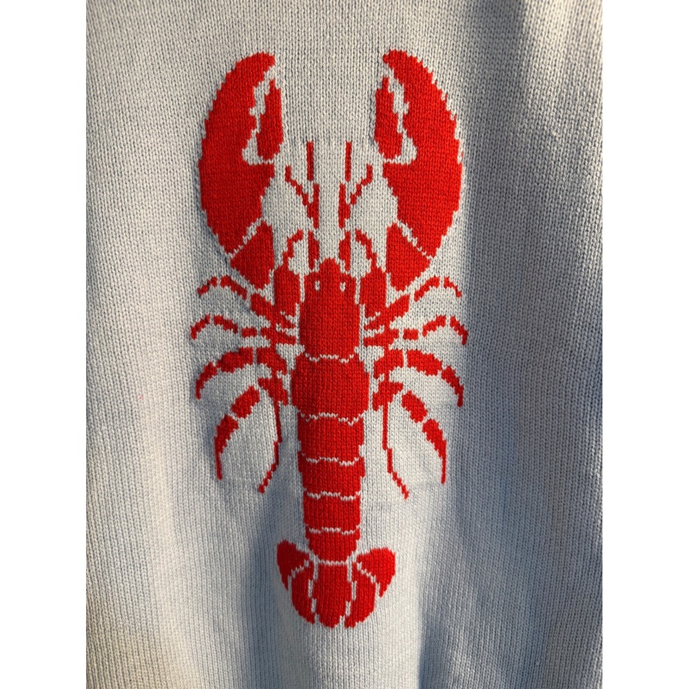 Coastal Fisherman Lobster Sweater Large Light Blue NWT Nautical Crewneck - Picture 2 of 4